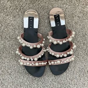 Leith Stunner Embellished Strappy Slide Sandal size 6.5